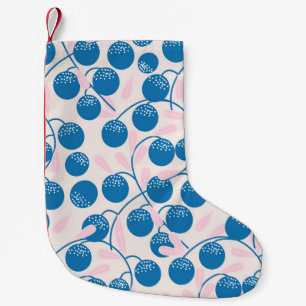 Blåbär, rosa löv, sömlös design. liten julstrumpa