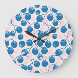 Blåbär, rosa löv, sömlös design. stor klocka