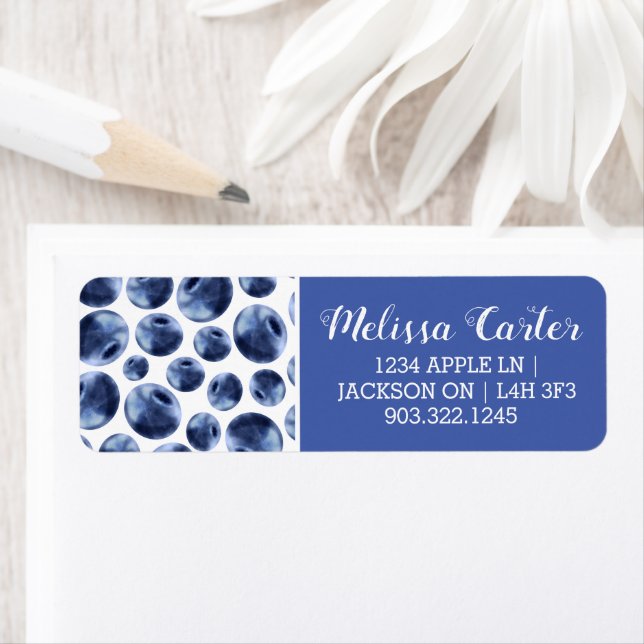 Blåbär Skriv ut Frukt Mönster Returadress Etikett (Insitu)