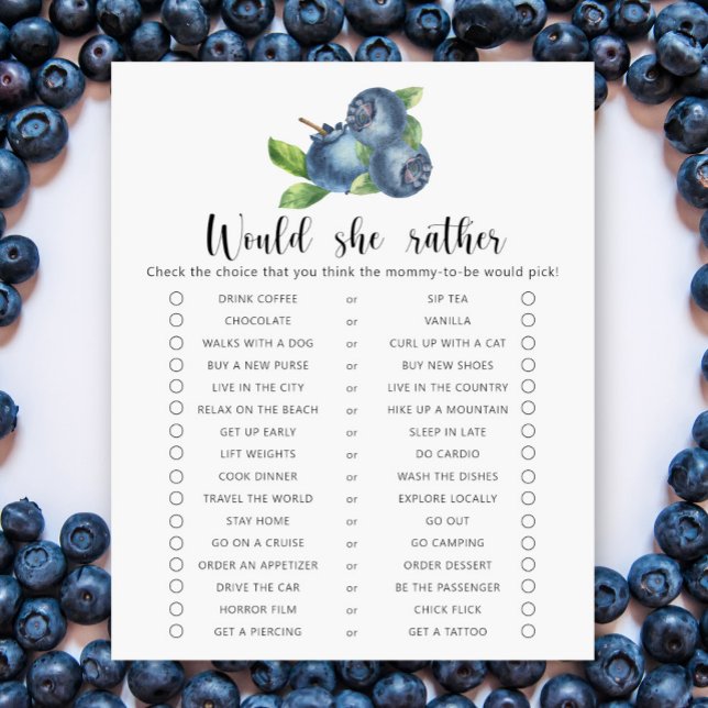 Blåbär - Skulle hon hellre Baby Shower-spel (Skapare uppladdad)