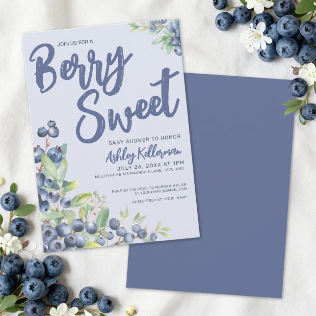 Blåbär Söt Baby Shower Inbjudningar (Blueberry Berry Sweet Baby Shower Invitation )