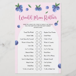 Blåbär Söt Vattenfärg Flicka Baby Shower Spel