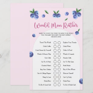 Blåbär Söt Vattenfärg Flicka Baby Shower Spel