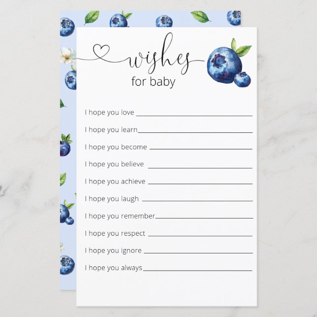 Blåbär, sötad babyskor Önskemål för Baby (Fram/baksida)