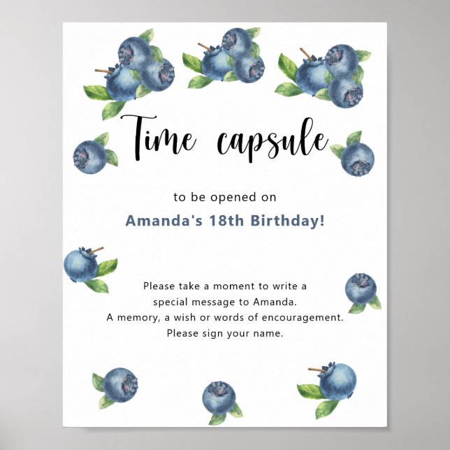 Blåbär Tidskapsel 1-årsdag Poster (Framsidan)
