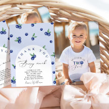 Blåbär Två söta födelsedagsfoto tack-kort