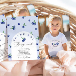 Blåbär Två söta födelsedagsfoto tack-kort Inbjudningar