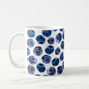 Blåbär: vattenfärg illustrerad med mönster. kaffemugg