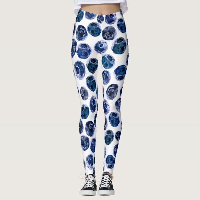 Blåbär: vattenfärg illustrerad med mönster. leggings (Framsida)