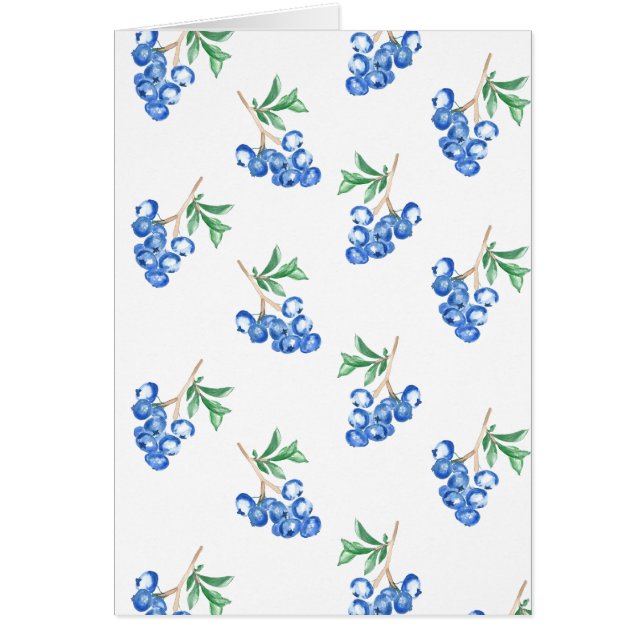 Blåbär Vattenfärg Mönster OBS Kort (Framsidan)
