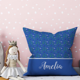 Blåbär vattenfärg mönster söt namn blå kudde