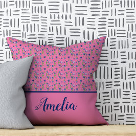 Blåbär vattenfärgen mönster söt namn rosa  kudde