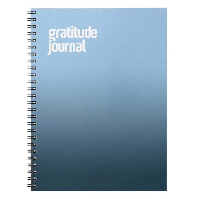 Blåbärbar Spiral - "Gratitude Journal" Anteckningsbok (Framsidan)