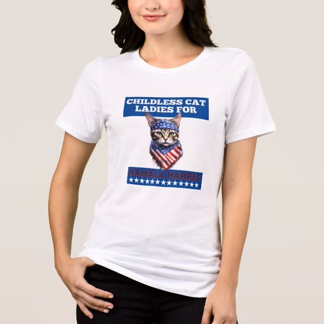 Blåbarnslig katt i Dam för Kamala Harris T Shirt (Framsida)