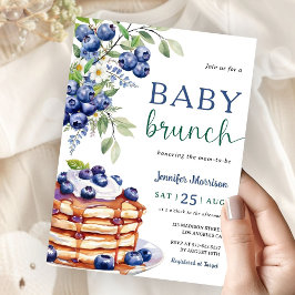 Blåbärs Baby Brunch Pojke Bebis Shower Inbjudan