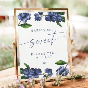 Blåbärs Baby Shower Efterrätstavla Skylt