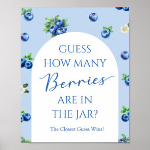 Blåbärs-Baby Shower Gissa Hur Många Bär-Spel Poster