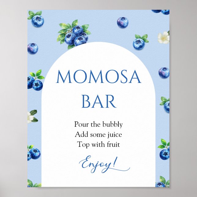 Blåbärs-Baby Shower Momosa Bar Poster (Framsidan)