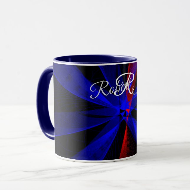 Blåbärs Färg Abstrakt Geometrisk Kaffe Mugg (Framsida vänster)