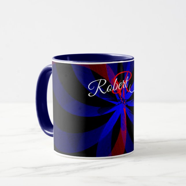Blåbärs Färg Center Geometrisk Kaffe Mugg (Framsida vänster)
