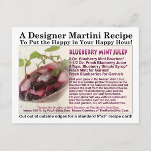 BLÅBÄRS MINT JULEP DRICKRECEPT PÅ POSTKORT VYKORT