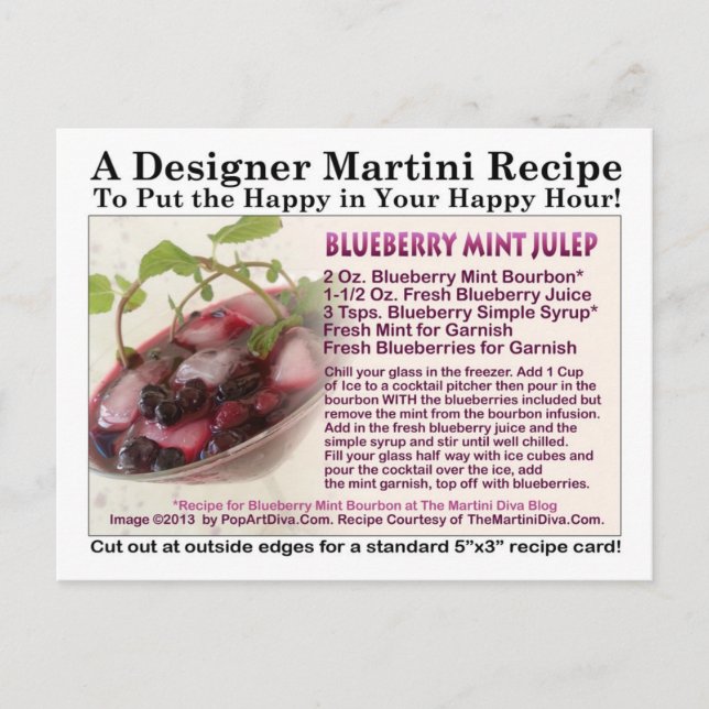 BLÅBÄRS MINT JULEP DRICKRECEPT PÅ POSTKORT VYKORT (Framsida)