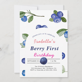Blåbärs söta baby shower inbjudningar