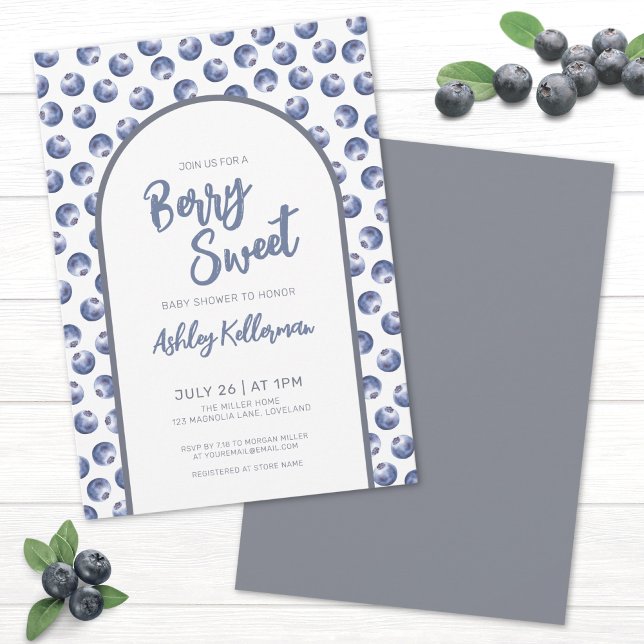 Blåbärs söta babyfirande inbjudningar (Berry Sweet Baby Shower Invitation)
