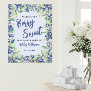 Blåbärs söta bebis shower välkomstskylt poster