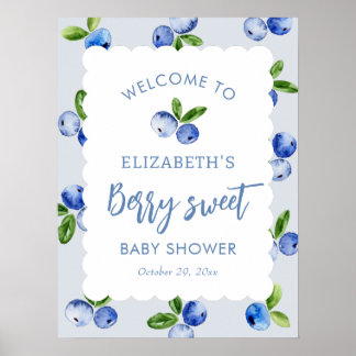 Blåbärs söta pojke baby shower välkomstskylt poster