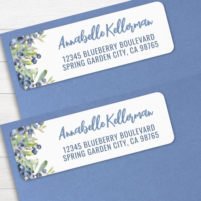 Blåbärs söta returadress etikett (Blueberry Berry Sweet Return Address label)