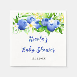 Blåbärsblommig Baby Shower Pappersservett
