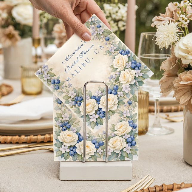 Blåbärsblommig Bröllopsdusch i Arvslinjen Pappersservett (Skapare uppladdad)
