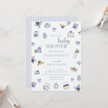 Blåbärsdessert Baby Shower Vattenfärg