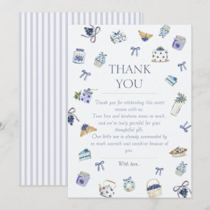 Blåbärsdessert Baby Shower Watercolor  Tack Kort