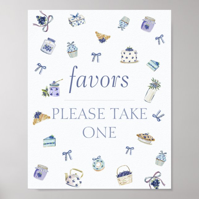Blåbärsdessert Vattenfärg Baby Shower Favors Poster (Framsidan)