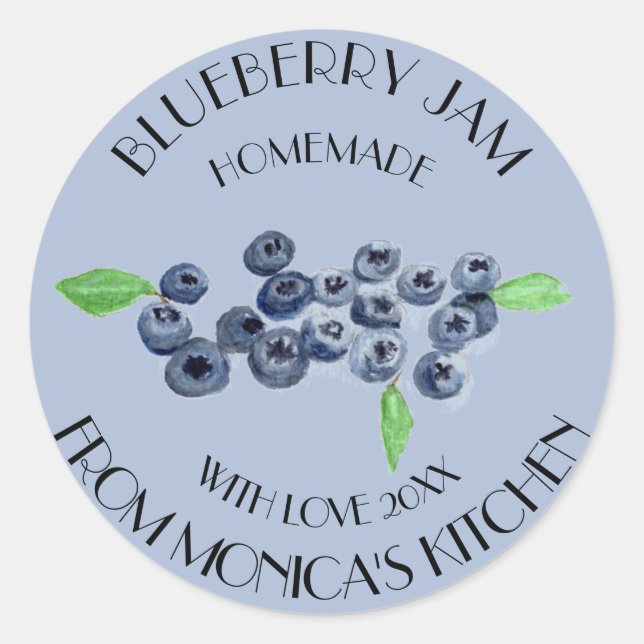 Blåbärsgelé Vattenfärg Frukt Köks Etikett (Framsida)