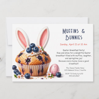 Blåbärskaninmuffins Påskfrukostfest Inbjudningar
