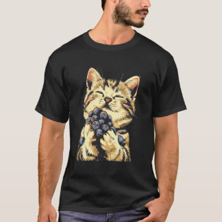 Blåbärskatt Porträtt Akvarell Djur Konst Blåbär T Shirt