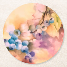 Blåbärskluster Underlägg - Blommigt Firande Papper Rund