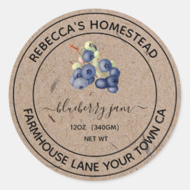 Blåbärsmarmelad Kraftpapper Konserveringsburks Eti Runt Klistermärke