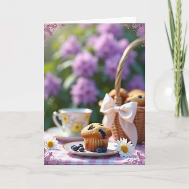 Blåbärsmuffins-födelsedagskort Kort (Framsida)