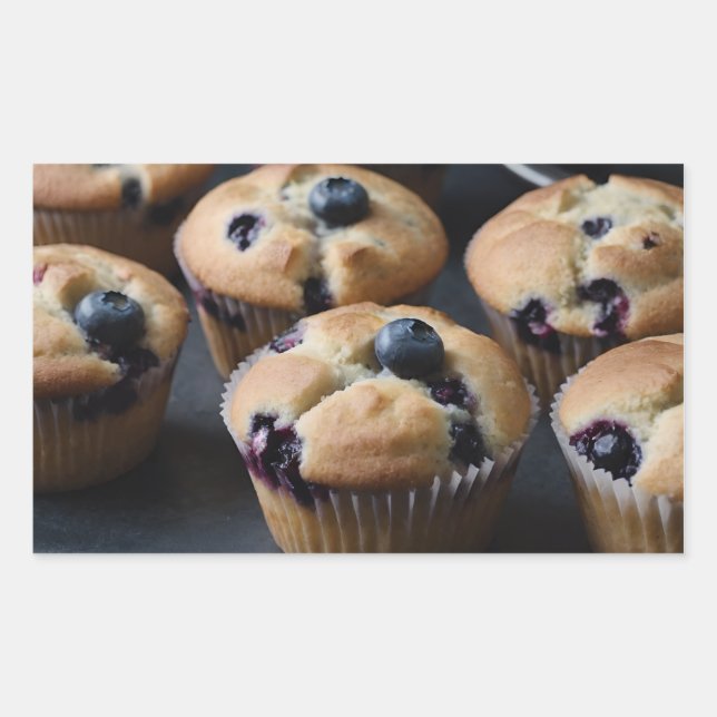 Blåbärsmuffins Rektangulärt Klistermärke (Framsida)