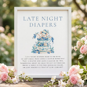 Blåbärsmus Sent Natt Blöja Skylt Baby Shower