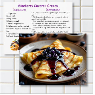 Blåbärsöverdragna Crêpes Receptkort Vykort