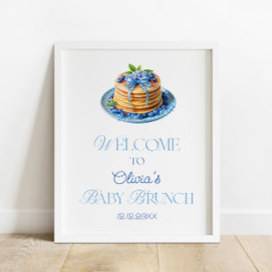 Blåbärspannkaka Baby Brunch Baby Shower Välkommen Poster