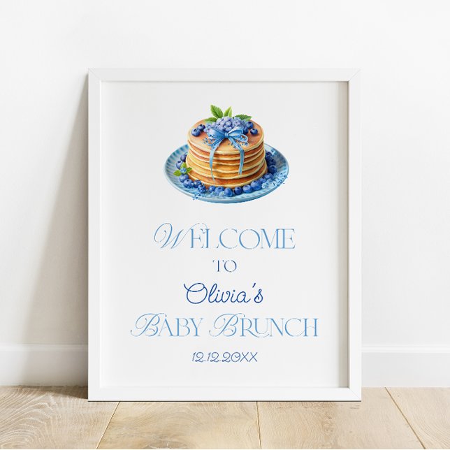 Blåbärspannkaka Baby Brunch Baby Shower Välkommen Poster (Skapare uppladdad)