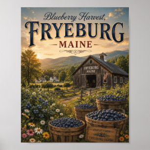 Blåbärsskördefest Fryeburg Maine Vintage bondgård Poster