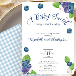 Blåbärssöt pojke Baby Shower-inbjudan Inbjudningar