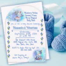 Blåbärstomtar Baby Shower Akryl Inbjudan